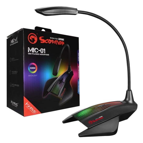 MICROFONO LINEA SCORPION PARA PC MIC-01 MARVO LUZ RGB