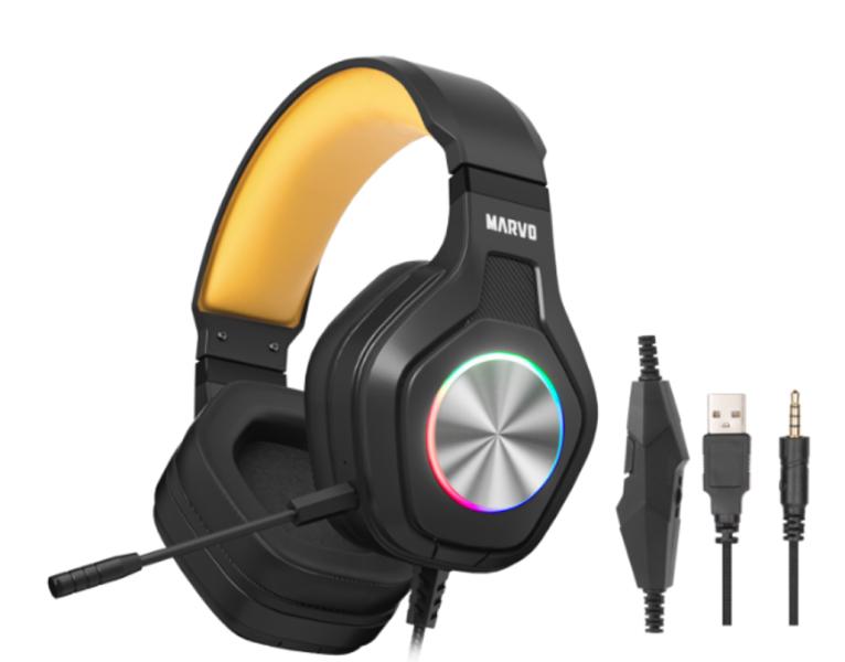 AUDIFONO LINEA SCORPION HG9084 MARVO NEGRO AMARILLO NEGRO AMARILLO